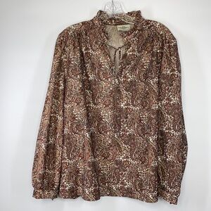 The Fire Islander Woman Brown Paisley Vintage Blouse